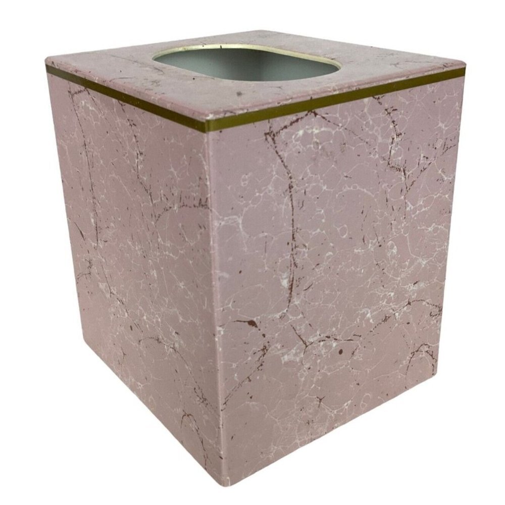 Dawson Tissue Box Cover Pink Gold Marbleized Plastic Lightweight Vtg 80s Taiwan
